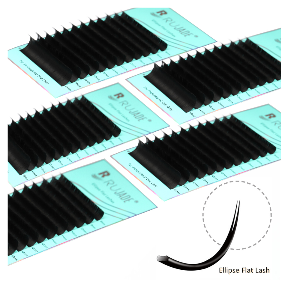 Lash Tray Organizer - رموش RUJADE بيضاوية مسطحة للتمديد، تجعيد