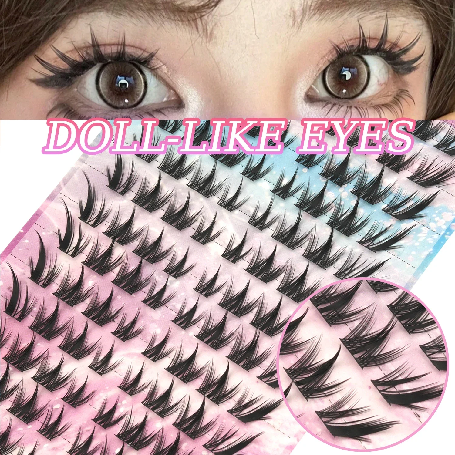 Eyelash Extension Cluster - 156 قطعة رموش صناعية منفوشة ورقيقة